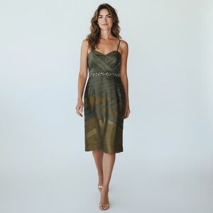 Annabelle Boutique Copper Gold Sweetheart Neckline Pleated Cocktail Dress 8